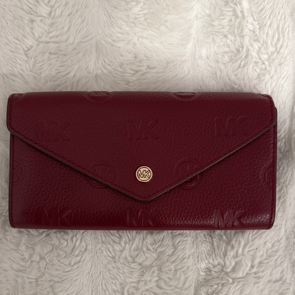 Michael Kors Handbags - NEW Michael Kors Deep Red Embossed Wallet
